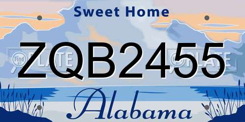 ZQB2455 Alabama License Plate