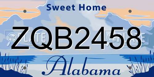ZQB2458 Alabama License Plate