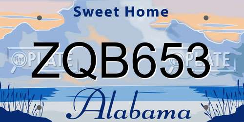 ZQB653 Alabama License Plate