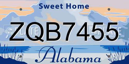 ZQB7455 Alabama License Plate