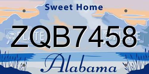 ZQB7458 Alabama License Plate