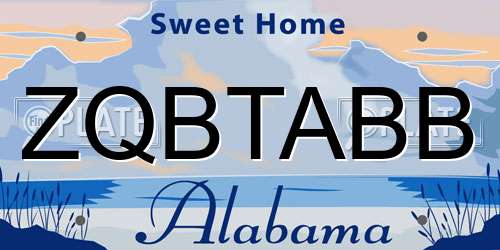 ZQBTABB Alabama License Plate