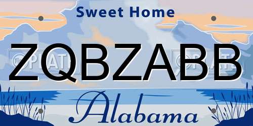 ZQBZABB Alabama License Plate