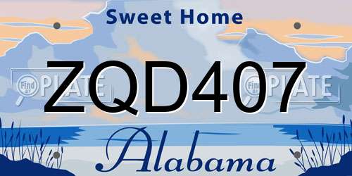 ZQD407 Alabama License Plate