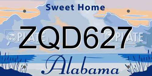 ZQD627 Alabama License Plate