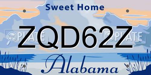 ZQD62Z Alabama License Plate