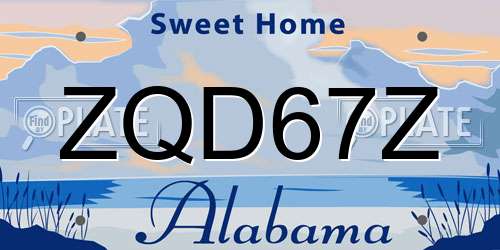 ZQD67Z Alabama License Plate