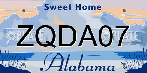 ZQDA07 Alabama License Plate