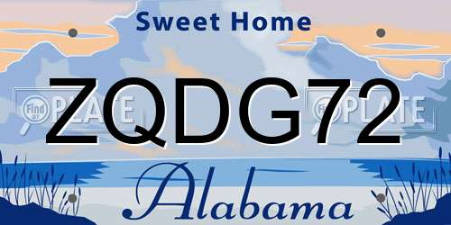 ZQDG72 Alabama License Plate