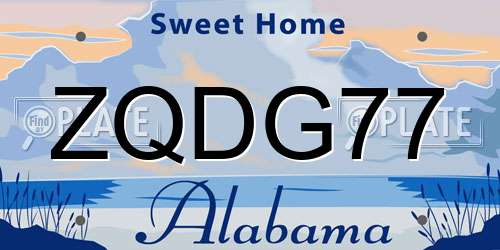ZQDG77 Alabama License Plate