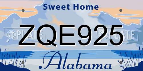 ZQE925 Alabama License Plate