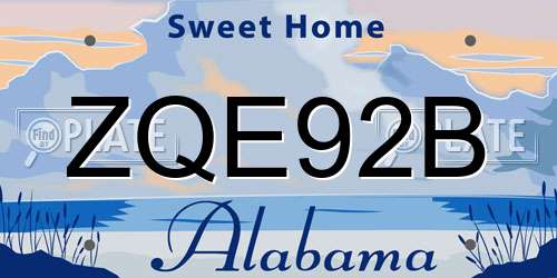 ZQE92B Alabama License Plate