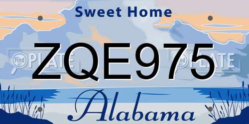 ZQE975 Alabama License Plate