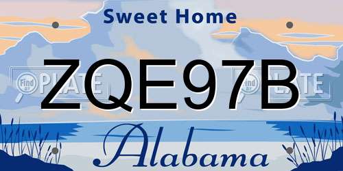 ZQE97B Alabama License Plate