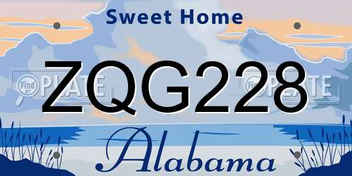 ZQG228 Alabama License Plate