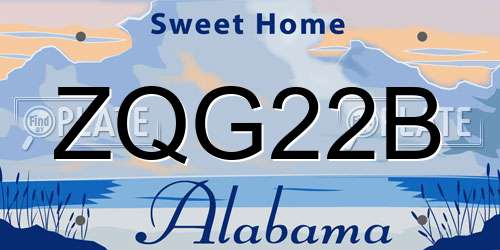 ZQG22B Alabama License Plate