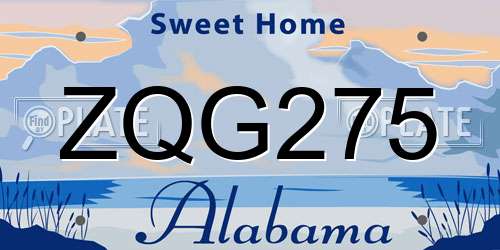 ZQG275 Alabama License Plate