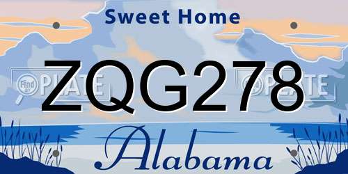 ZQG278 Alabama License Plate