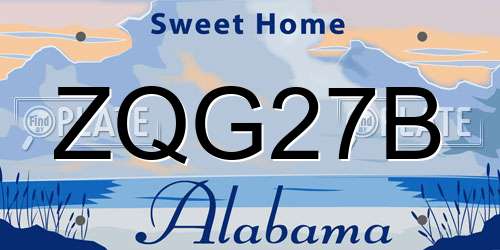 ZQG27B Alabama License Plate