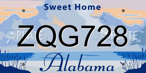 ZQG728 Alabama License Plate