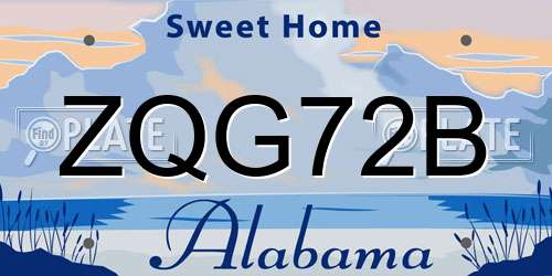 ZQG72B Alabama License Plate