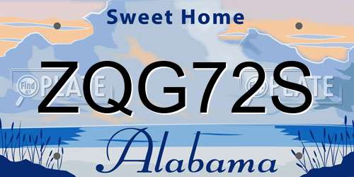 ZQG72S Alabama License Plate
