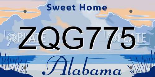 ZQG775 Alabama License Plate