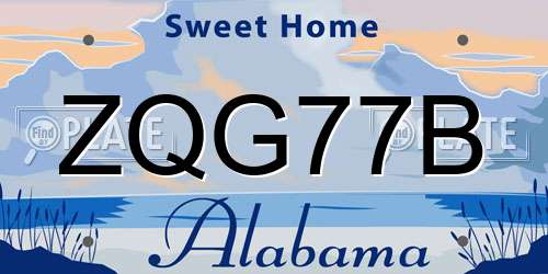 ZQG77B Alabama License Plate