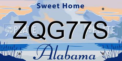 ZQG77S Alabama License Plate
