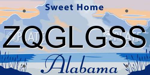 ZQGLGSS Alabama License Plate