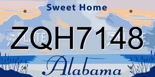 ZQH7148 Alabama License Plate