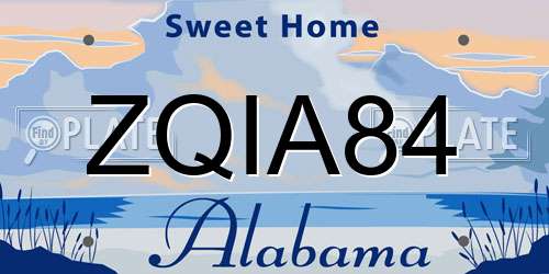 ZQIA84 Alabama License Plate