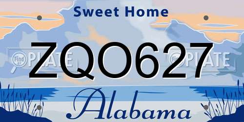 ZQO627 Alabama License Plate