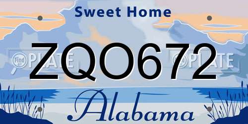 ZQO672 Alabama License Plate