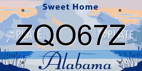 ZQO67Z Alabama License Plate