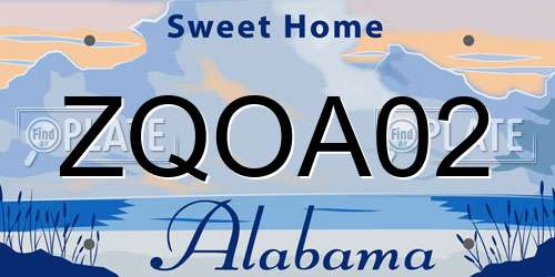 ZQOA02 Alabama License Plate