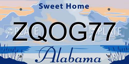 ZQOG77 Alabama License Plate