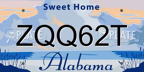 ZQQ62T Alabama License Plate