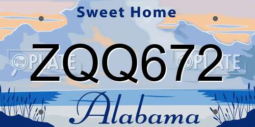 ZQQ672 Alabama License Plate