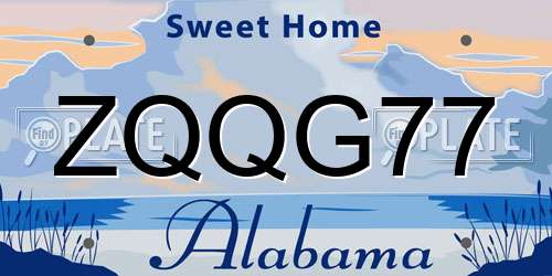 ZQQG77 Alabama License Plate