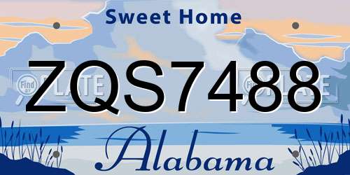 ZQS7488 Alabama License Plate