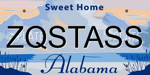 ZQSTASS Alabama License Plate