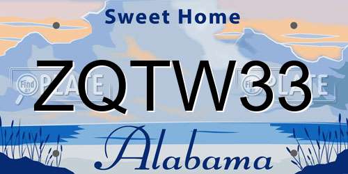 ZQTW33 Alabama License Plate