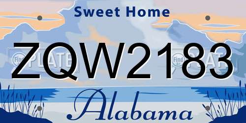 ZQW2183 Alabama License Plate