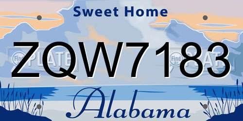 ZQW7183 Alabama License Plate
