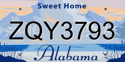 ZQY3793 Alabama License Plate