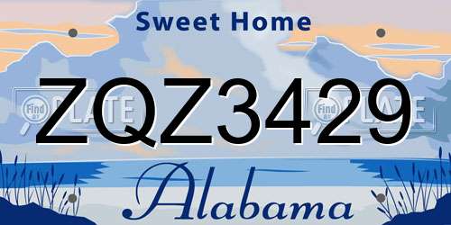 ZQZ3429 Alabama License Plate