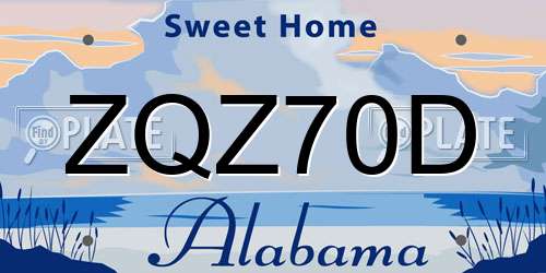 ZQZ70D Alabama License Plate