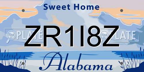 ZR1I8Z Alabama License Plate