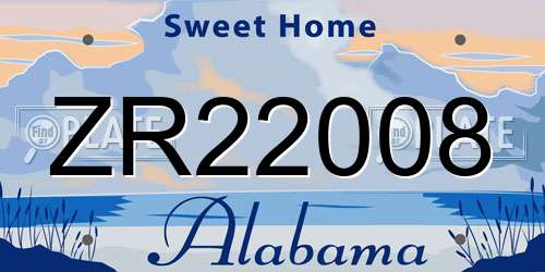 ZR22008 Alabama License Plate